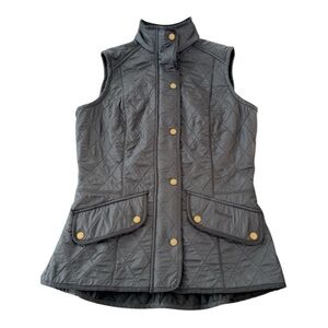 Barbour Womens Black Cavalry Gilet Quilted Full Zip Fleece Lined Vest US Size 6